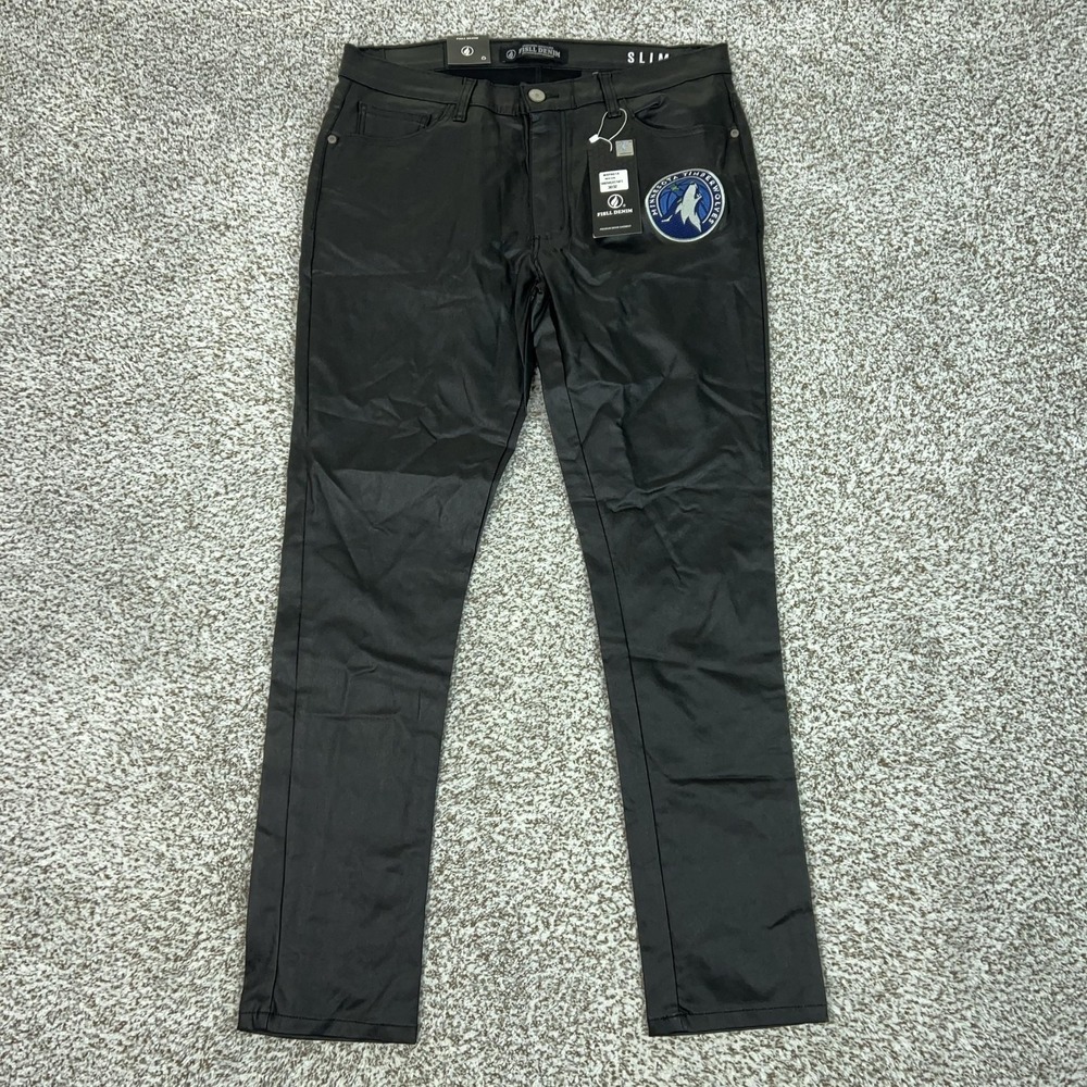 Minnesota Timberwolves Pants Mens 38x32 Black NBA Basketball Fisll Denim Slim